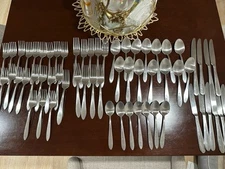 Oneida  Stainless Flatware Forks Knives Spoons USA 61 Pieces