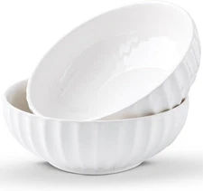 White Serving Bowls For Entertaining - Large Salad Bowls, Ceramic Serving Dis...