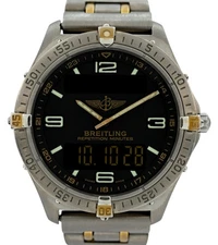 Breitling Men's 40mm Aerospace Ani-Digi Titanium Ti Two Tone Watch! Ref: F65062!