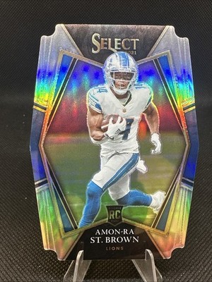 2021 Panini Select #173 Amon-Ra St. Brown Silver Prizm Die Cut