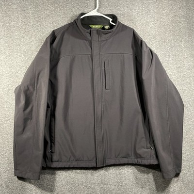 Eddie Bauer Jacket Mens 2XL Windbreaker Black Canda Fleece Lined Full Zip XXL