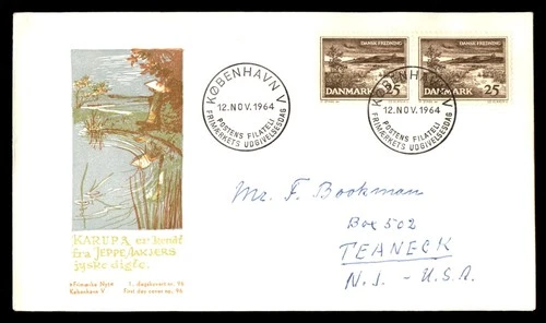 Mayfairstamps Denmark FDC 1964 dual peaceful pond and landscape First Day Cover