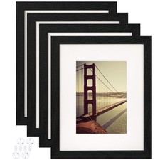 BAIJIALI 8x10 Black Wood Picture Frame Set of 4, Tempered Glass, Wall/Tabletop D
