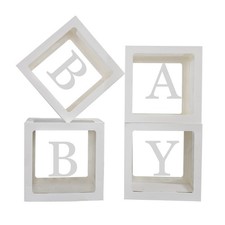 4 Pcs Baby Boxes with Letters for Baby Shower Gender Reveal Balloon Box