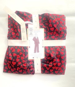 Victoria&rsquo;s Secret Glazed Satin Long Pajama Set Red Heart Print Size Small S