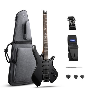   Donner NHL-500 Electric Guitar Headless With Gig Bag H-S-S Solid Body | Black