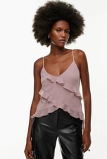 NWT Aritzia Wilfred Sleeveless Blouse Tank Women s Lilac Ruffle Top Size L