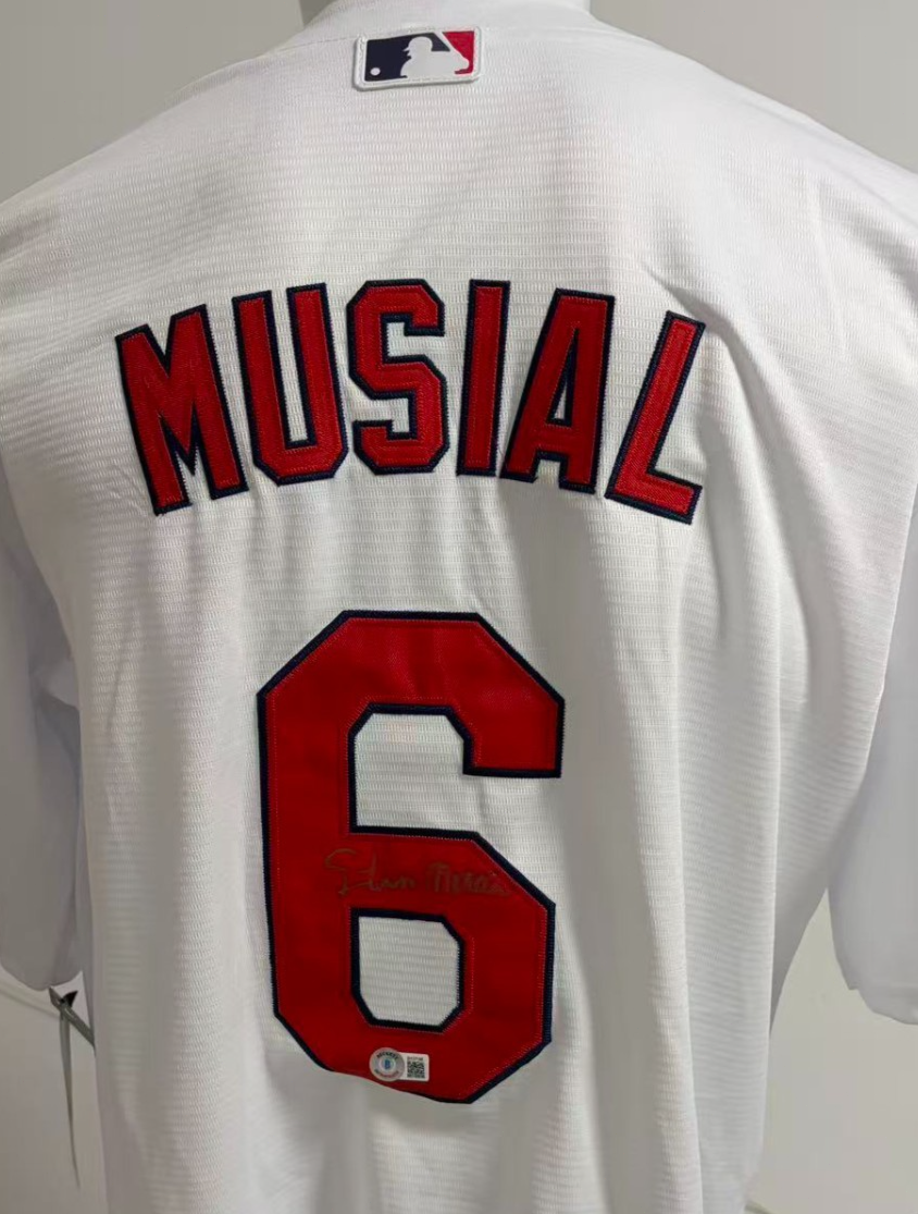 Stan Musial Signed Cardinals M+Ness Authentic 1944 Wool Jersey HOF 69 Auto  PSA