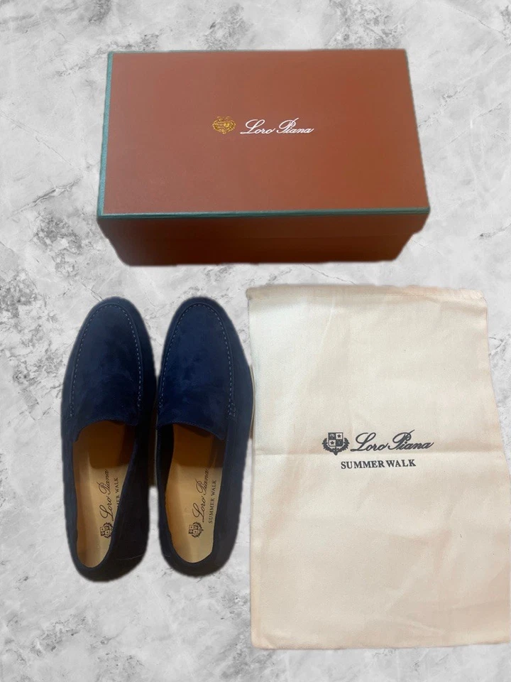 Mocassins Loro Piana Summer Walk en daim bleu marine 👞 - Photo 1/4
