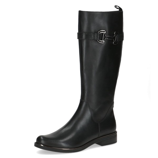 Damen Stiefel Leder Schwarz 38.5 EU Caprice Mit Zierschnalle, Boots-image