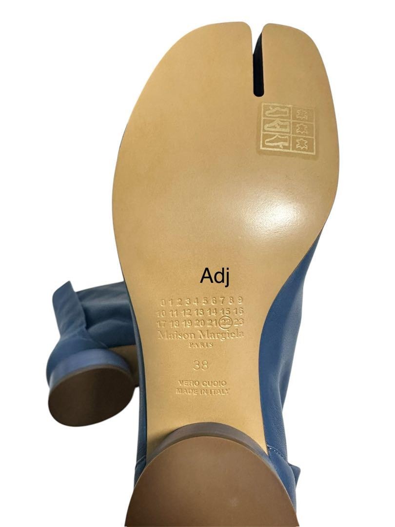 Maison Margiela Women's Tabi Heel Boots Blue Leather Size 38