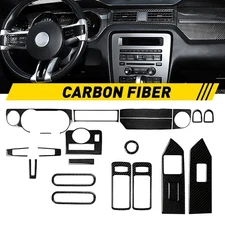 21Pcs Carbon Fiber Full Dash Console Kit Cover Trim For Ford Mustang 2009-2013
