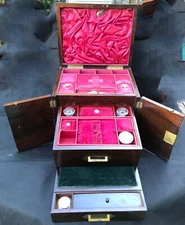 Antique c1862 G Austin Glasgow Vanity Box Lap Desk Writing Dresser Sewing Case