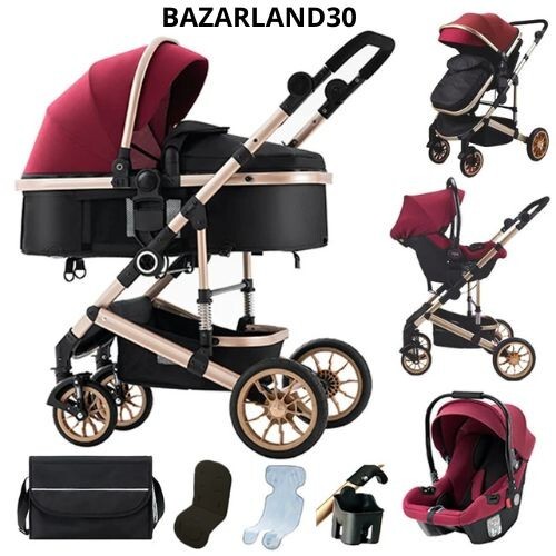 Poussette 3 en 1 rouge idéale pour les balades urbaines et voyages