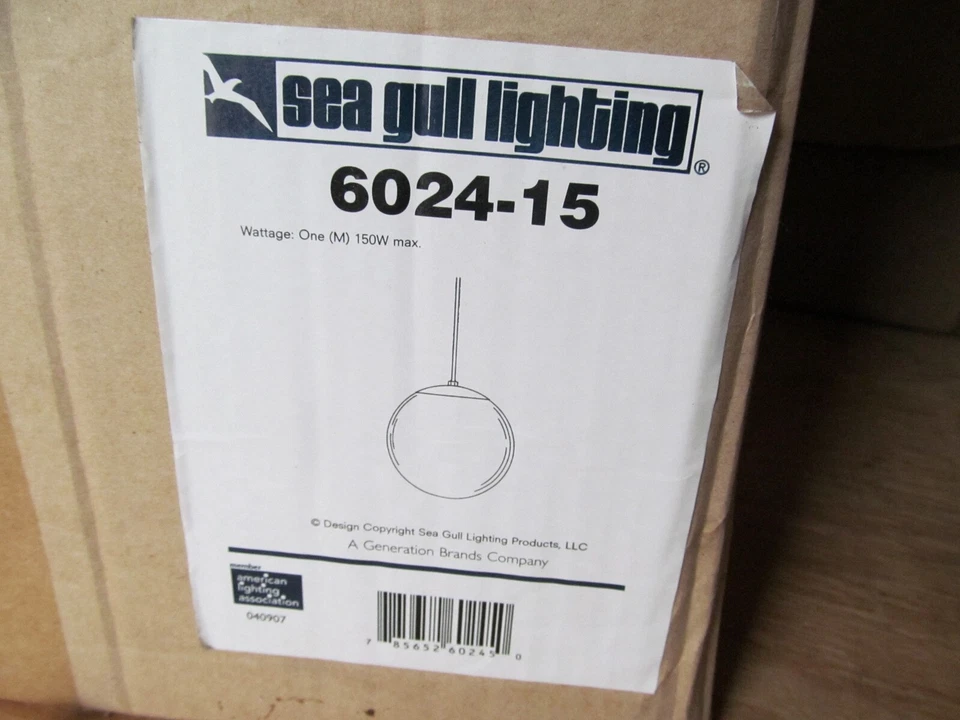 Sea Gull Lighting 6024-15 New Open Light Pendant Ceiling White Globe 14” — 第 2/3 张图片