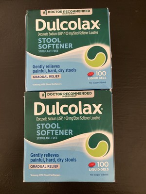 Dulcolax Stool Softener Stimulant- Free Laxative 200 Liquid Gels Exp. 10/26+