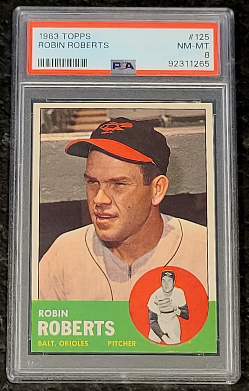 ROBIN ROBERTS 1963 TOPPS BASEBALL #125 NM-MT PSA 8 New Label !