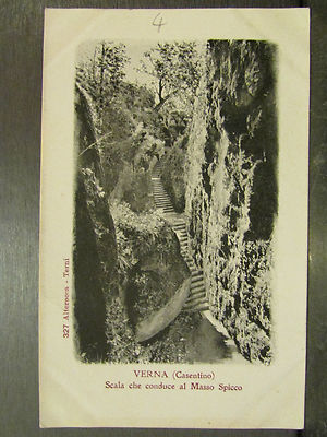 Old postcard Italy Italy Verna Casentino scale leading to the boulder prominent *