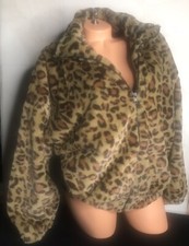 Ces Femme Boutique Clothing Soft Olive Faux Fur Animal Zip Jacket Small Nwot