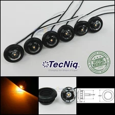 6 TecNiq Clear/ Amber 3/4" LED Bullet lights Clearance Marker Trailer Truck USA