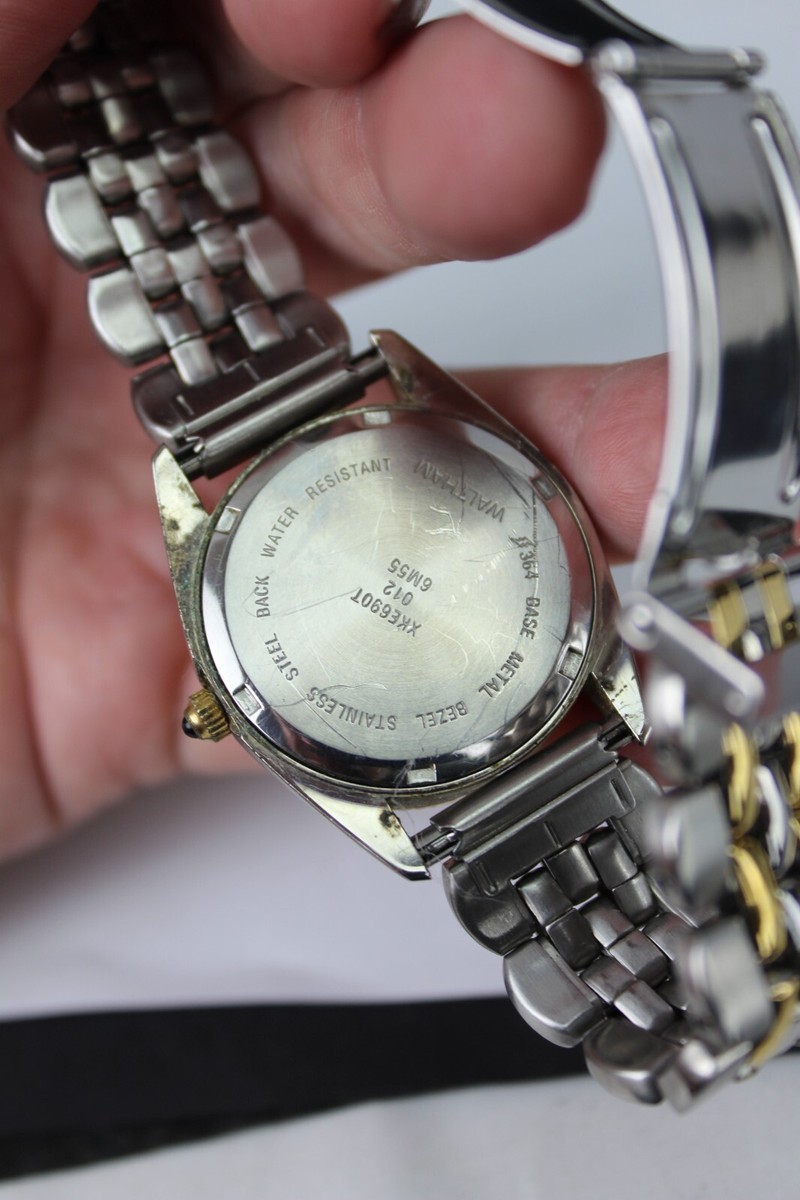 vintage men's watch Waltham XKE690T 6M55 silver gold tone quartz