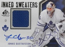 10-11 ud sp gu inked sweaters jonas gustavsson leafs jersey autograph auto 14/50