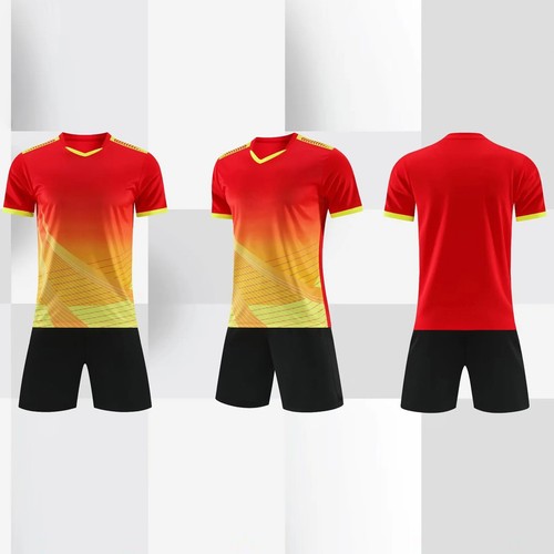 Unisex Kids Boys Football Uniform Gradient Color T-shirt With Shorts Sports - Picture 47 of 79