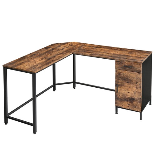 L-förmiger Computertisch, Eckschreibtisch, Bürotisch mit Schrank und Schublade - Bild 3 von 7