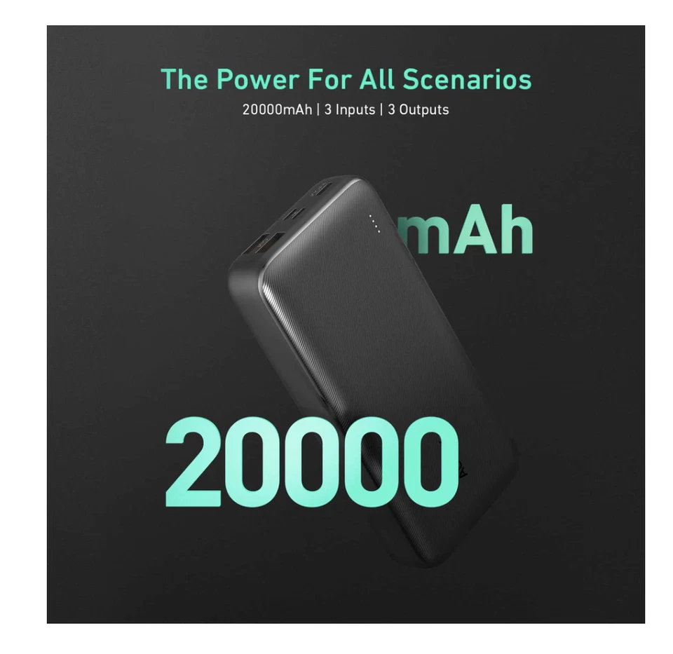 Aukey PB-N74S Basix Plus 22.5W PD QC 3.0 20000mAh Large-Capacity Power Bank - Image 4 of 4