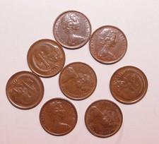 1968, 1 Cent Australia Low Mint only 19 MM Minted Lot of 8 Very High Value Coins
