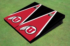 University Of Utah 'U' Red And Black Matching Triangle Custom Cornhole Board