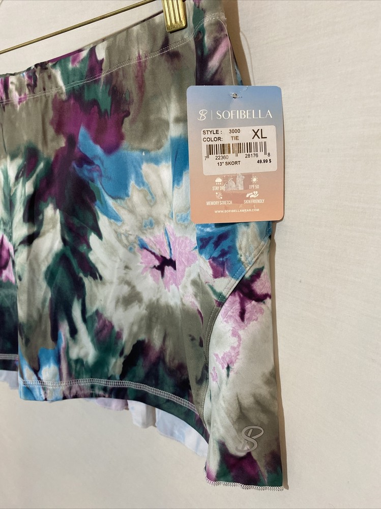 Bella-LITE Tie Dye Tennis Skort 13 Inch Size XL by Sofibella