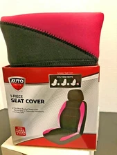 AUTO DRIVE 1 PIECE BUCKET SEAT COVER BLACK AND PINK FITS MOST CARS TRUCKS & SUVS