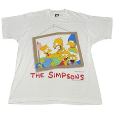 Vintage The Simpsons Family Portrait White T-Shirt Adult Size XL Screen Stars OG
