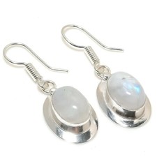 Regenbogen Mondstein Edelstein Handarbeit 925 Sterlingsilber Schmuck Ohrring Größe 1,2 Zoll