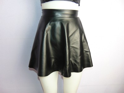 Gonna a mezza ruota in finta pelle eco pelle mini gonna skater gothic punk  | eBay