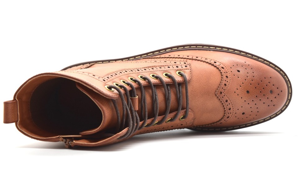Mens Combat Rider Work Boots Biker Army Military Brogue Ankle Formal ...