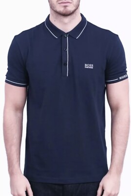 Hugo Boss Moisture Manager Paule Slim Fit Polo Shirt -Navy Size L UK