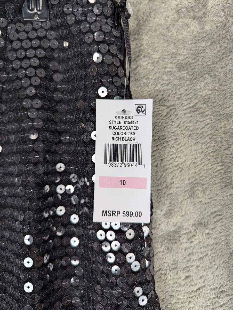 え 1.State Sequin Pencil Dress Women's Size 10 Black Below Knee Brand
