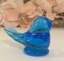 Bluebird of Happiness Glass Figurine Paperweight Leo Ward 1991 Signed Dated VTG