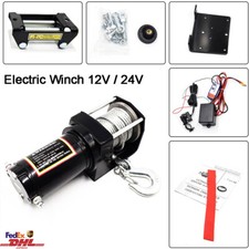 2500LB-4500LB 12V/24V Electric Winch Portable ATV Car Heavy Duty Steel Cable Kit