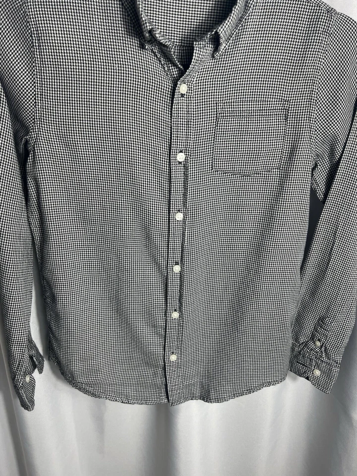 Janie and Jack Boys Size 10 Gingham Button Down Long Sleeve Black and White Top  - Image 2 of 4