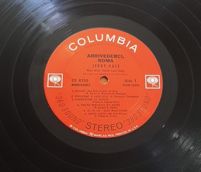78。 Jerry Vale LP Arrivederci, Roma 1963 Columbia 2 eye CS 8755 Vg+ | eBay