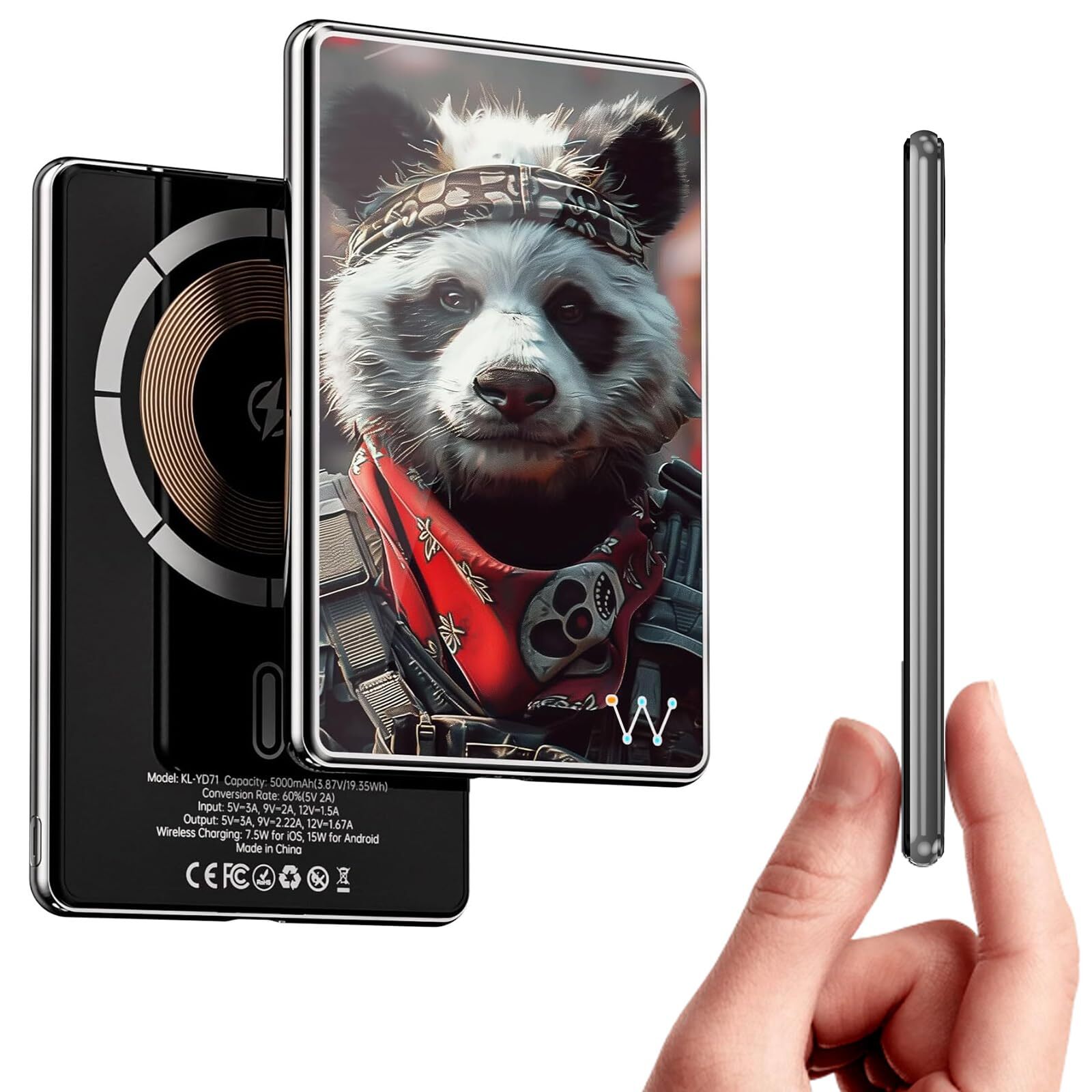 LUCKYDUO for Magnetic Battery Pack 5000mAh, Ultra Slim 0.26IN Magnetic Wirele...