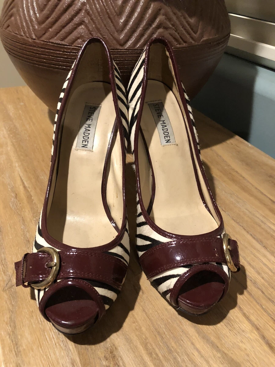 STEVE MADDEN Women s Zebra Print Cow Hair Hide Fur Stiletto High