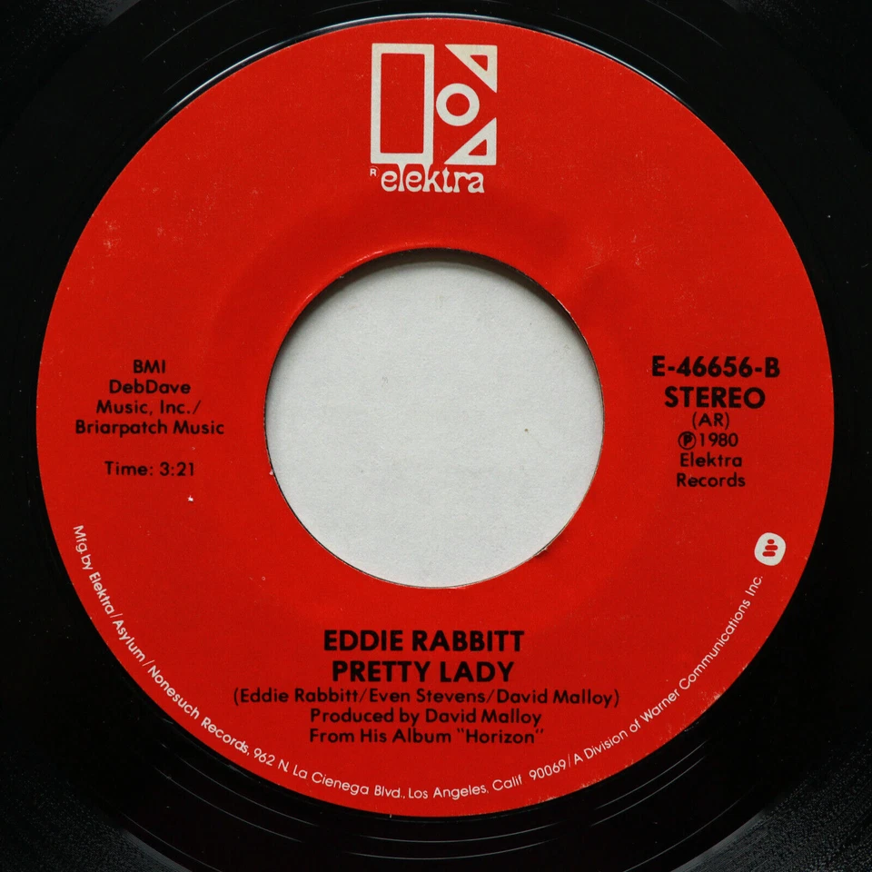 Eddie Rabbitt  Drivin' My Life Away / Pretty Lady 45 rpm Vinyl 7" Single E-46656 - Image 4 of 4