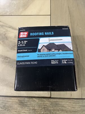 GripRite Roofing Nails 2-1/2  Smooth Shank, 5 pounds (523 Pcs) Electrogalvanized