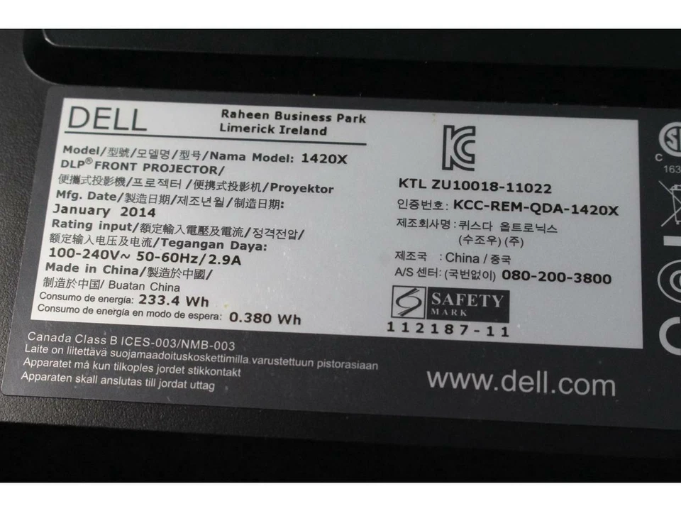 Dell 1420X DLP 2700 Lumens 1024 x 768 XGA  Projector Without Lamp J871Y-NO LAMP - Image 4 of 4