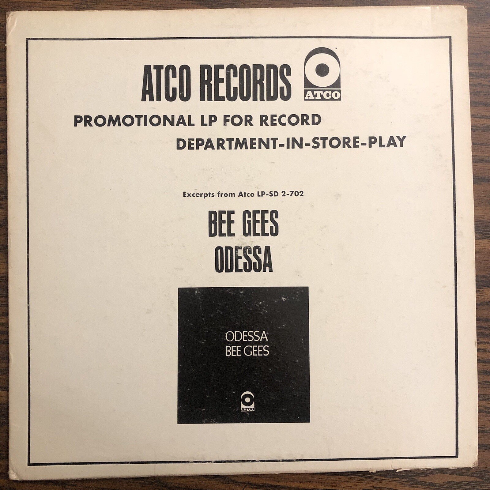 Bee Gees “Odessa” Promotional Lp For Record 1969.. Usa. Atco Lp-Sd 2-702.