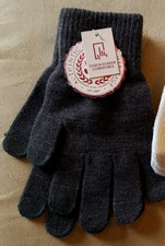 1 PAIR Touchscreen Texting Knit Stretch Gloves Grey NEW with tags